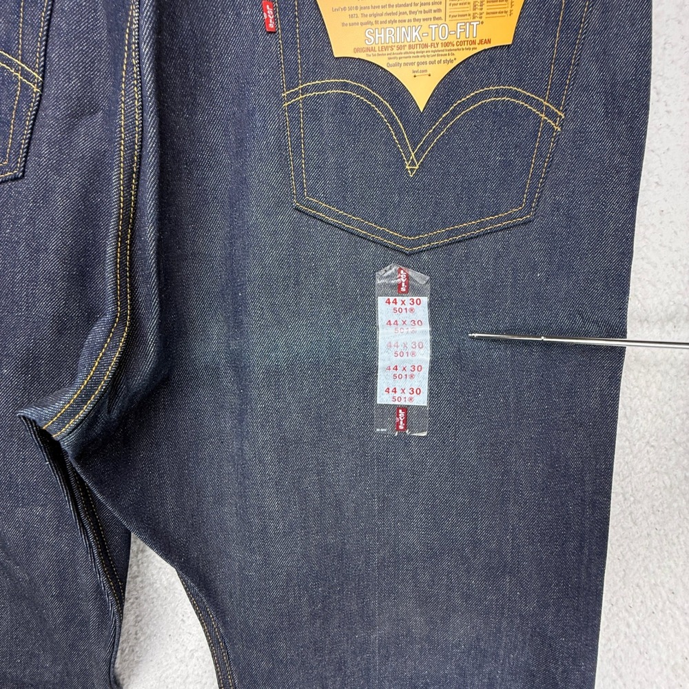 Levis 501xx Shrink-To-Fit Jeans Mens 44x30 Raw Indigo Rigid Denim 00501-0000 NEW - Picture 10 of 10